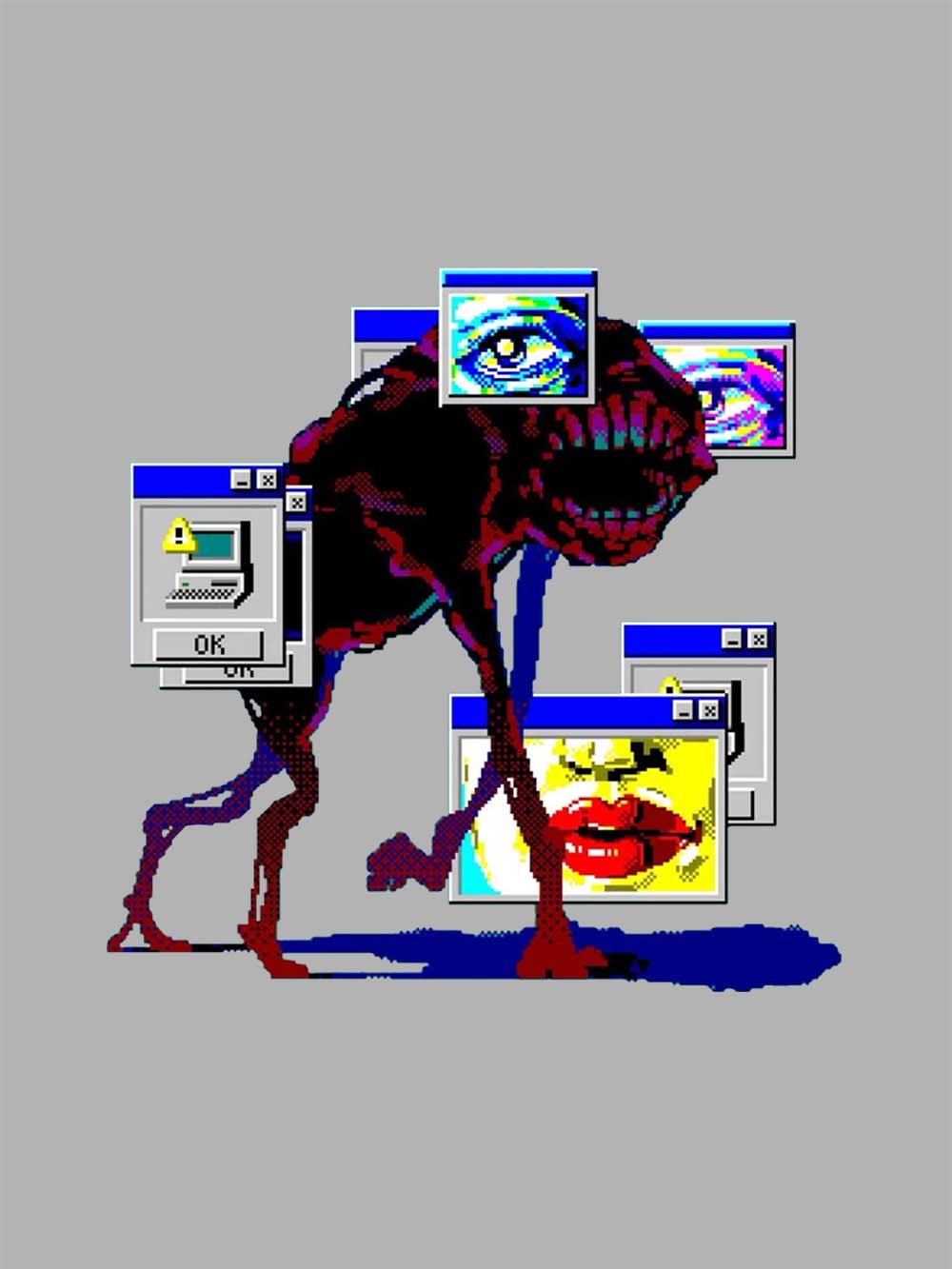 Glitch Aesthetic Creature Washed Tshirt