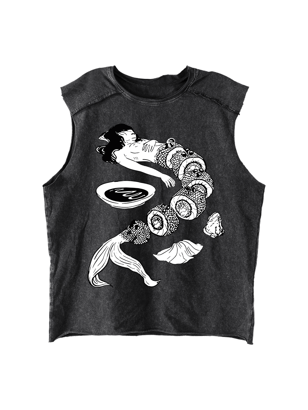 Human Sushi Slices Distressed Tank Top
