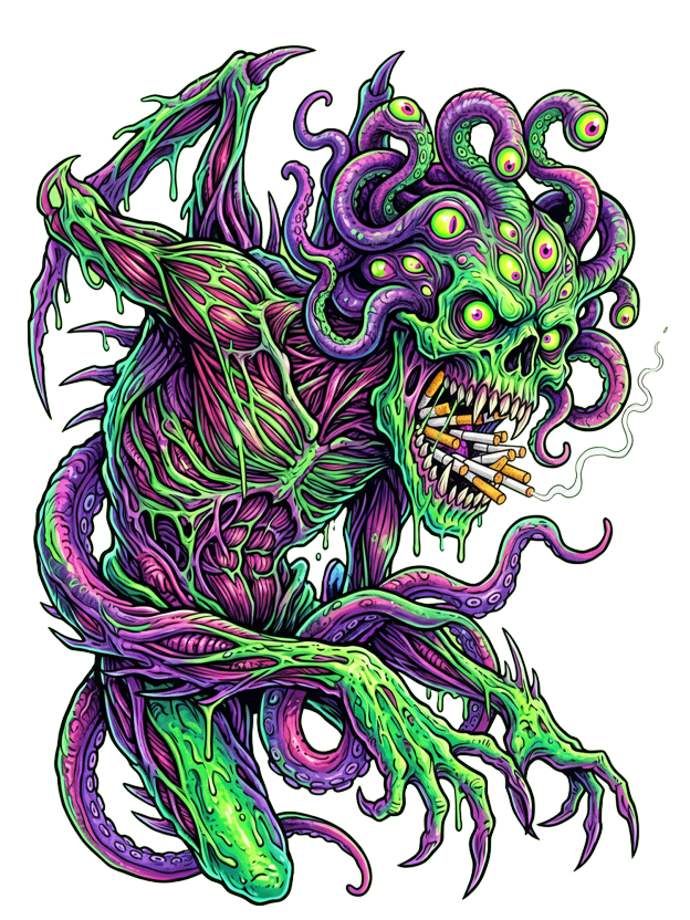 Evil Goddess Horror Art Washed Tshirt