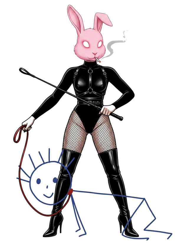 Leather Bunny Fetish Art Washed Tshirt