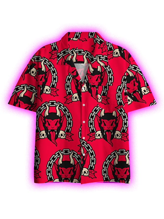 CHAINED DEMON BUTTON UP POCKET SHIRT