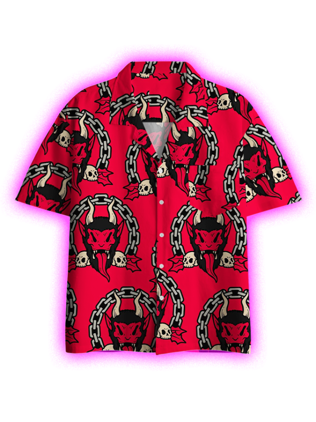 CHAINED DEMON BUTTON UP POCKET SHIRT