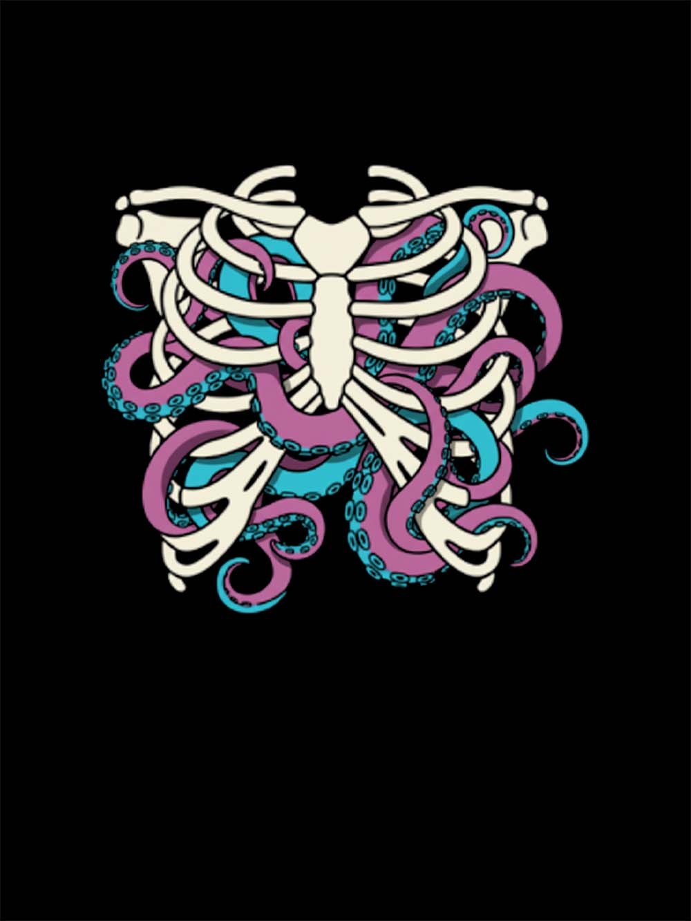 Skull Octopus Tentacles Washed Tshirt