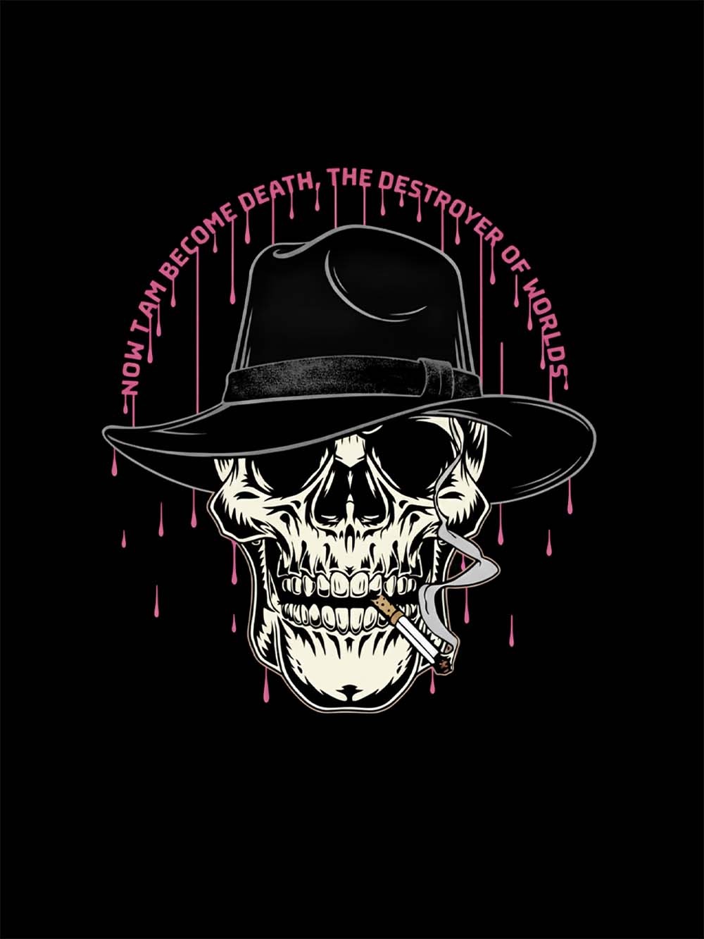 Dark Skull Gentleman Hat Washed Tshirt