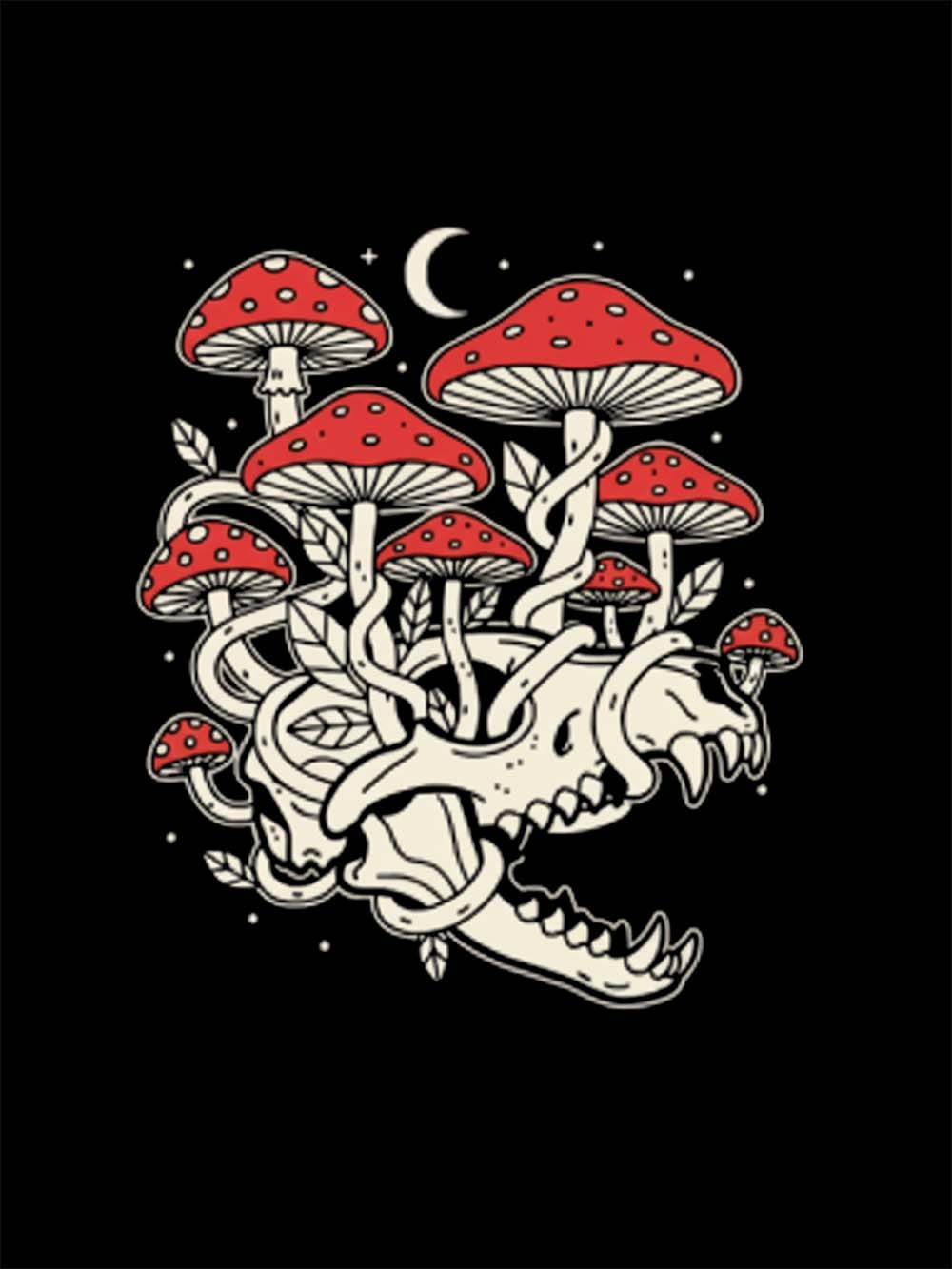 Skull And Mushroom Forest Washed Tshirt