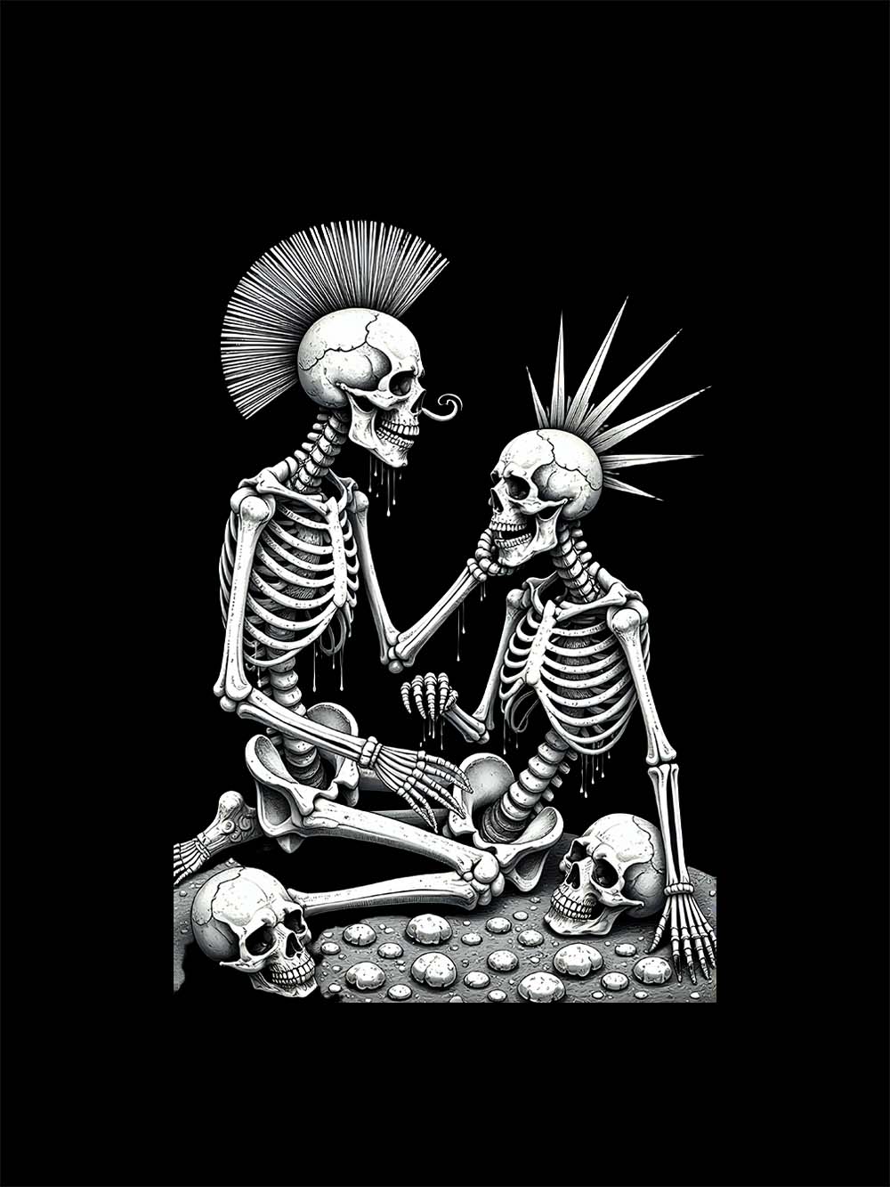 Skeleton Couple Washed Tshirt