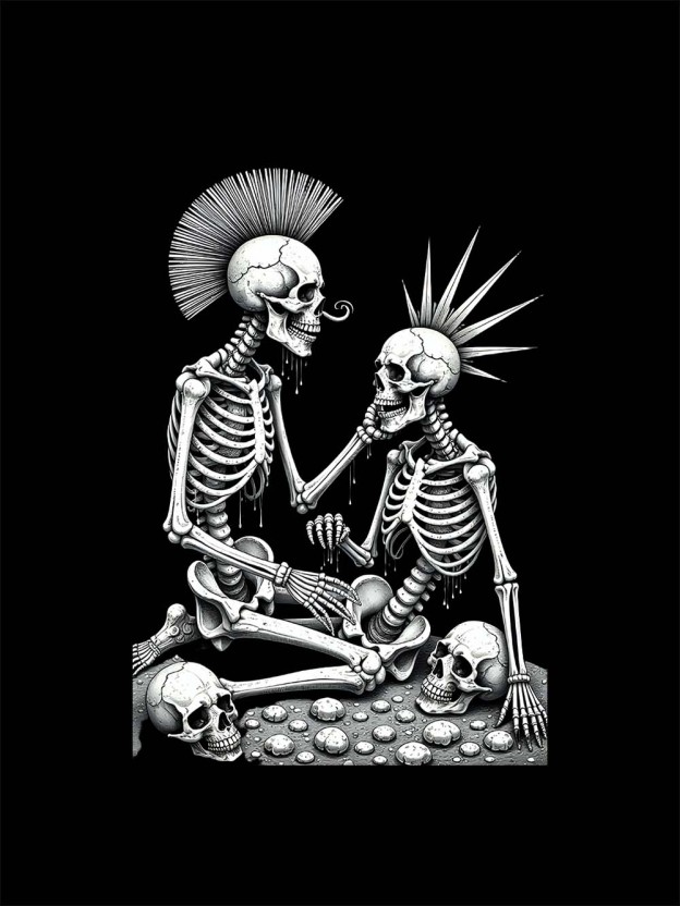 Skeleton Couple Washed Tshirt