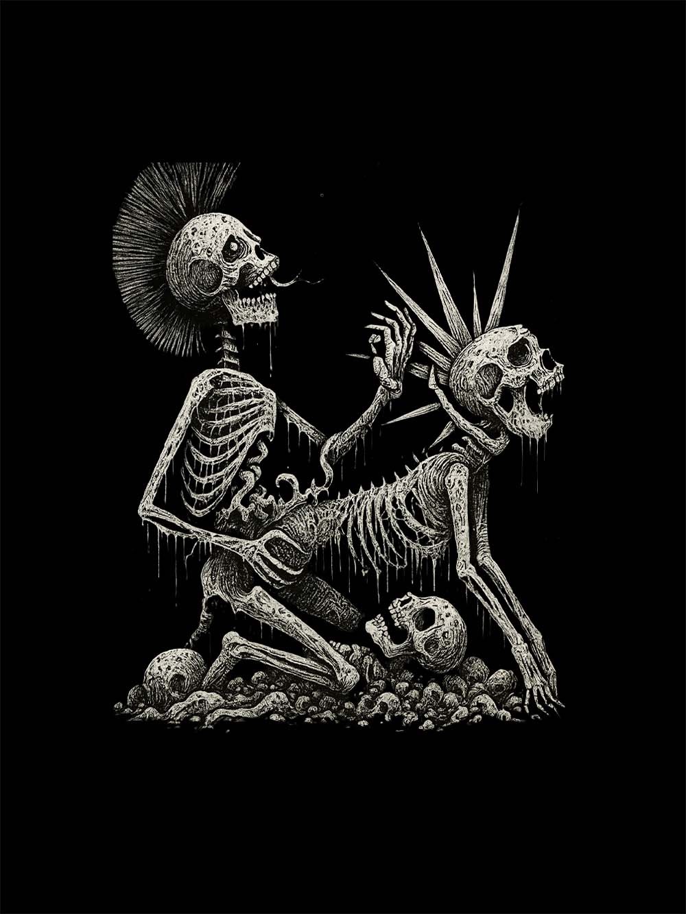 Skeleton Couple Washed Tshirt