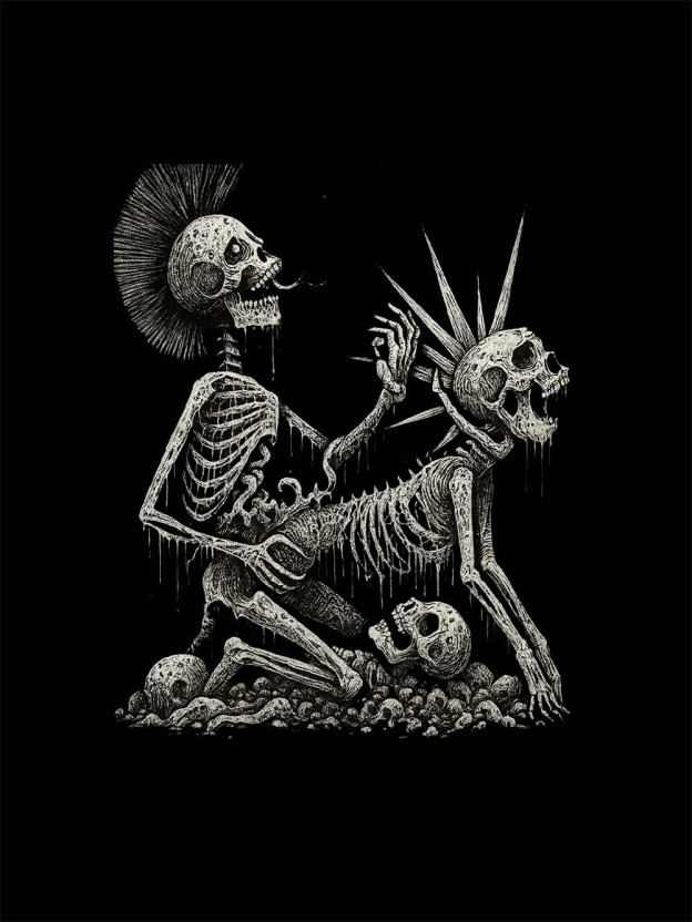 Skeleton Couple Washed Tshirt