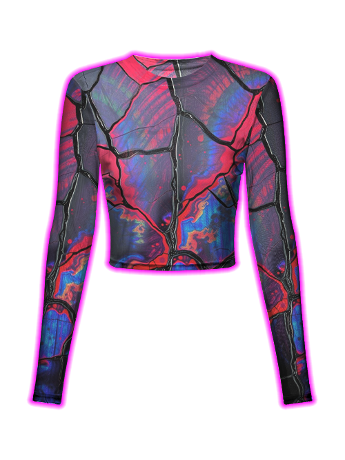Cracked Neon Mirage Mesh Top