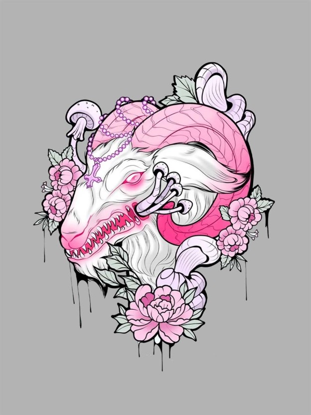 Floral Demon Majesty Washed Tshirt