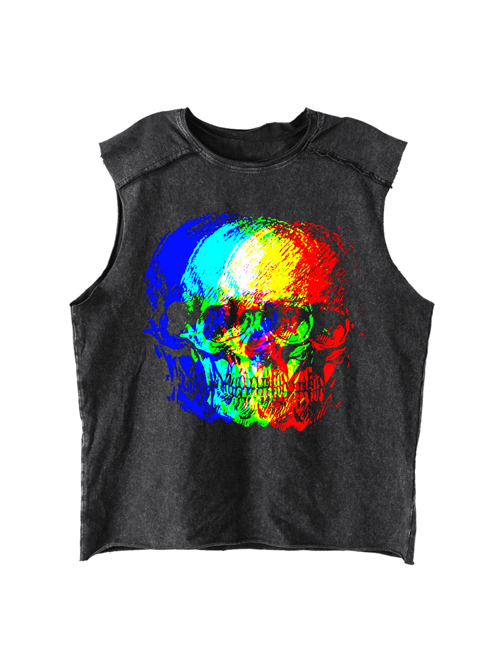 Skull Illusion Distressed Tank Top