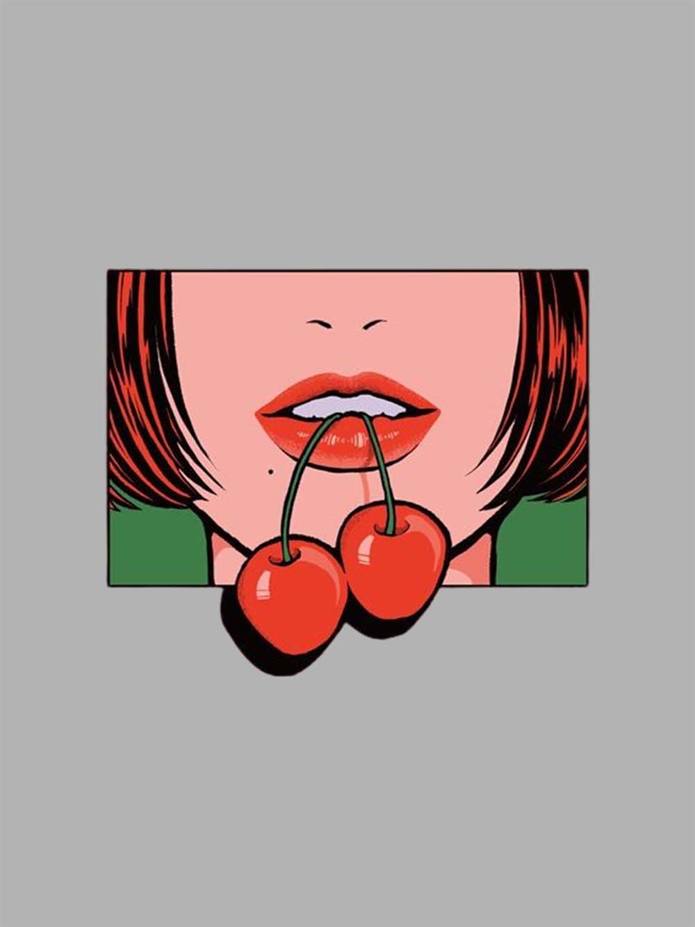 Red Lips Cherry Washed Tshirt