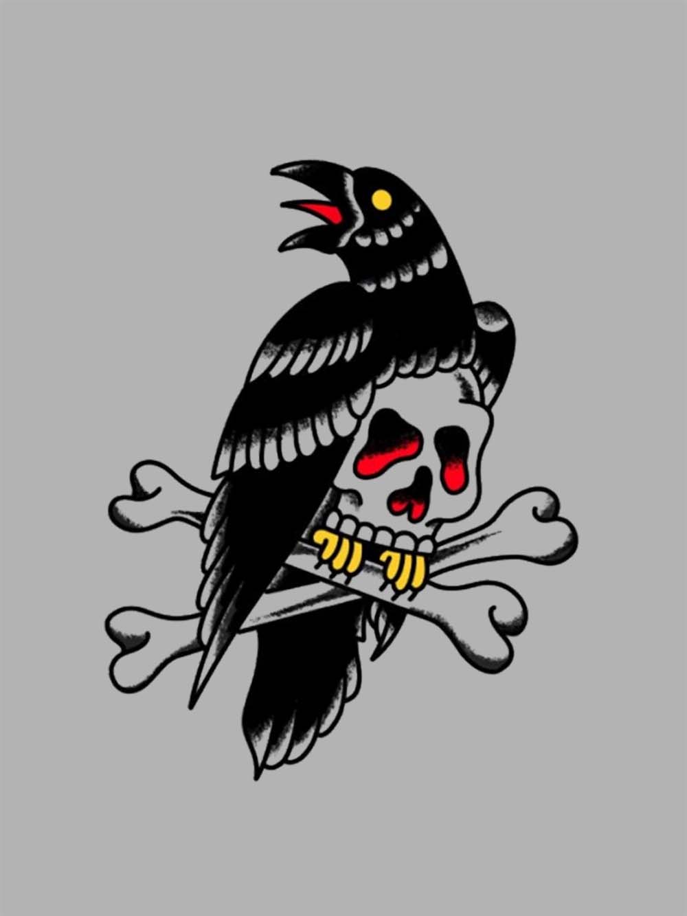 Skull Crossbones Graphic Washed Tshirt