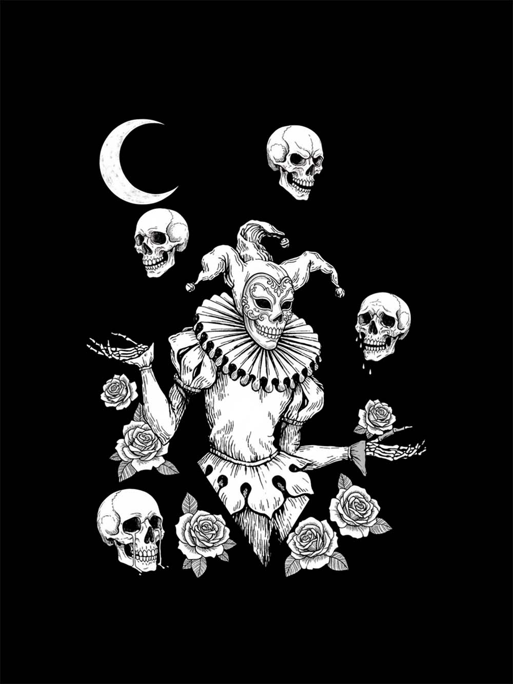 Skull Clown Rose Washed Tshirt