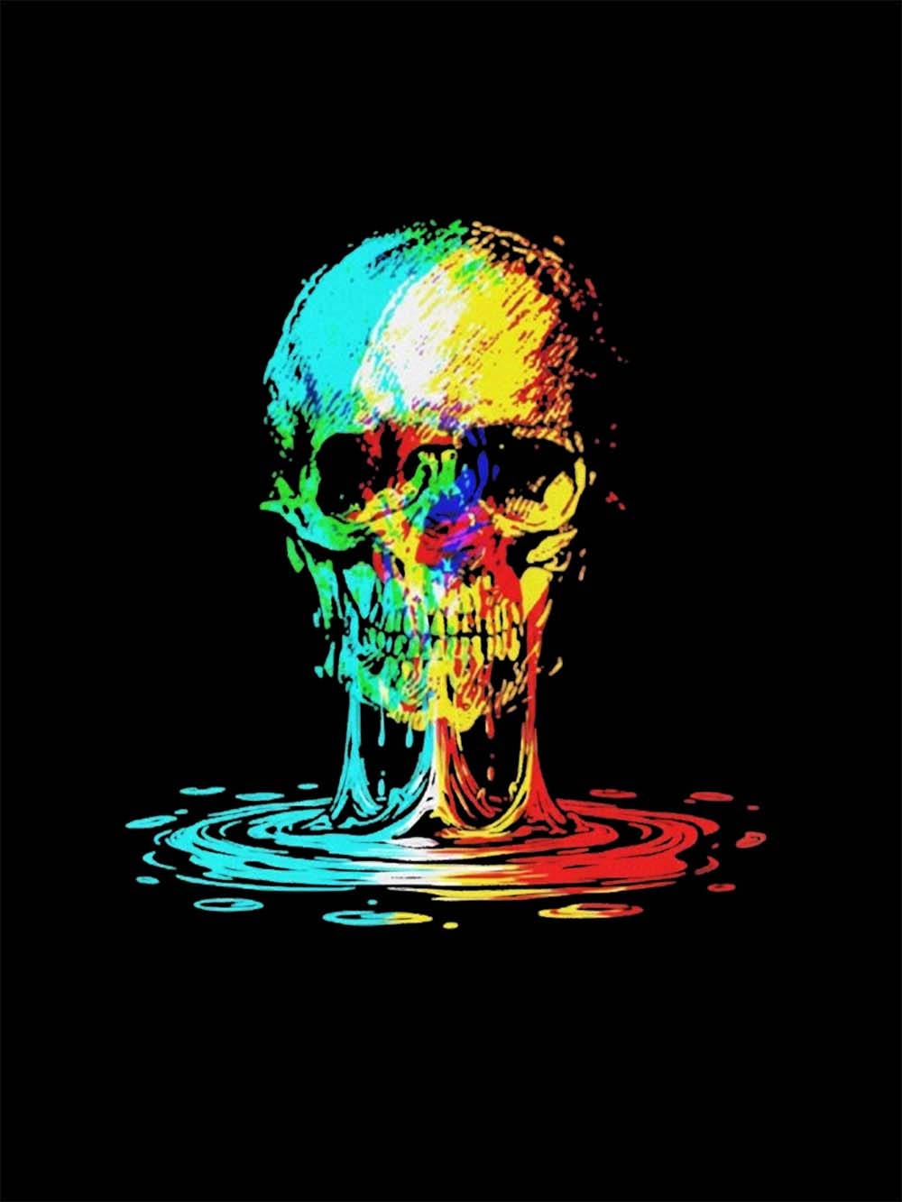 Colorful Melting Skull Washed Tshirt