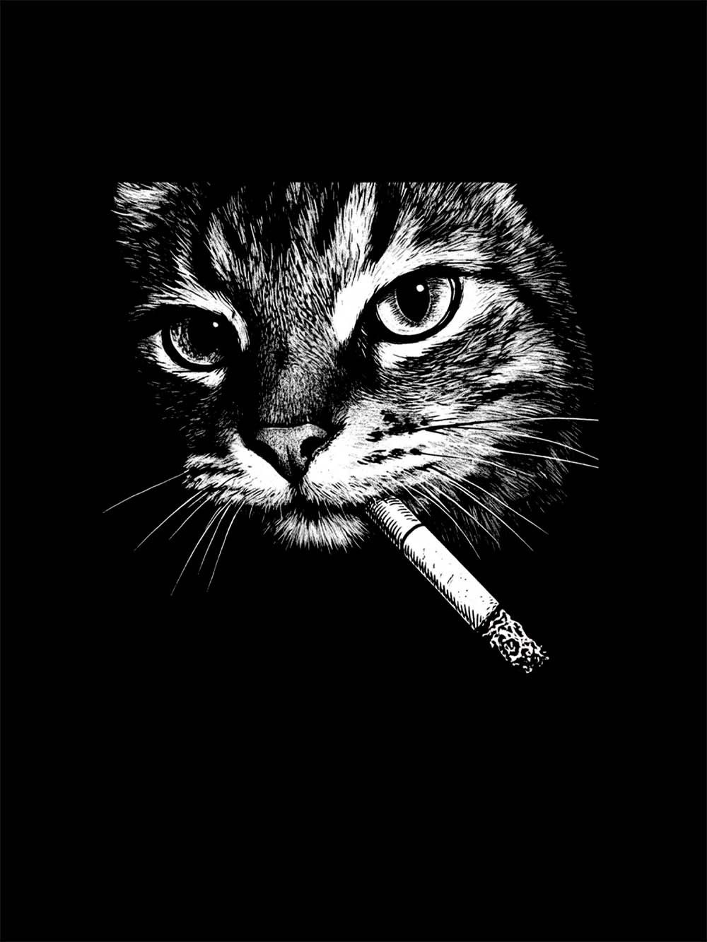 Cat With Cigarette Washed Tshirt