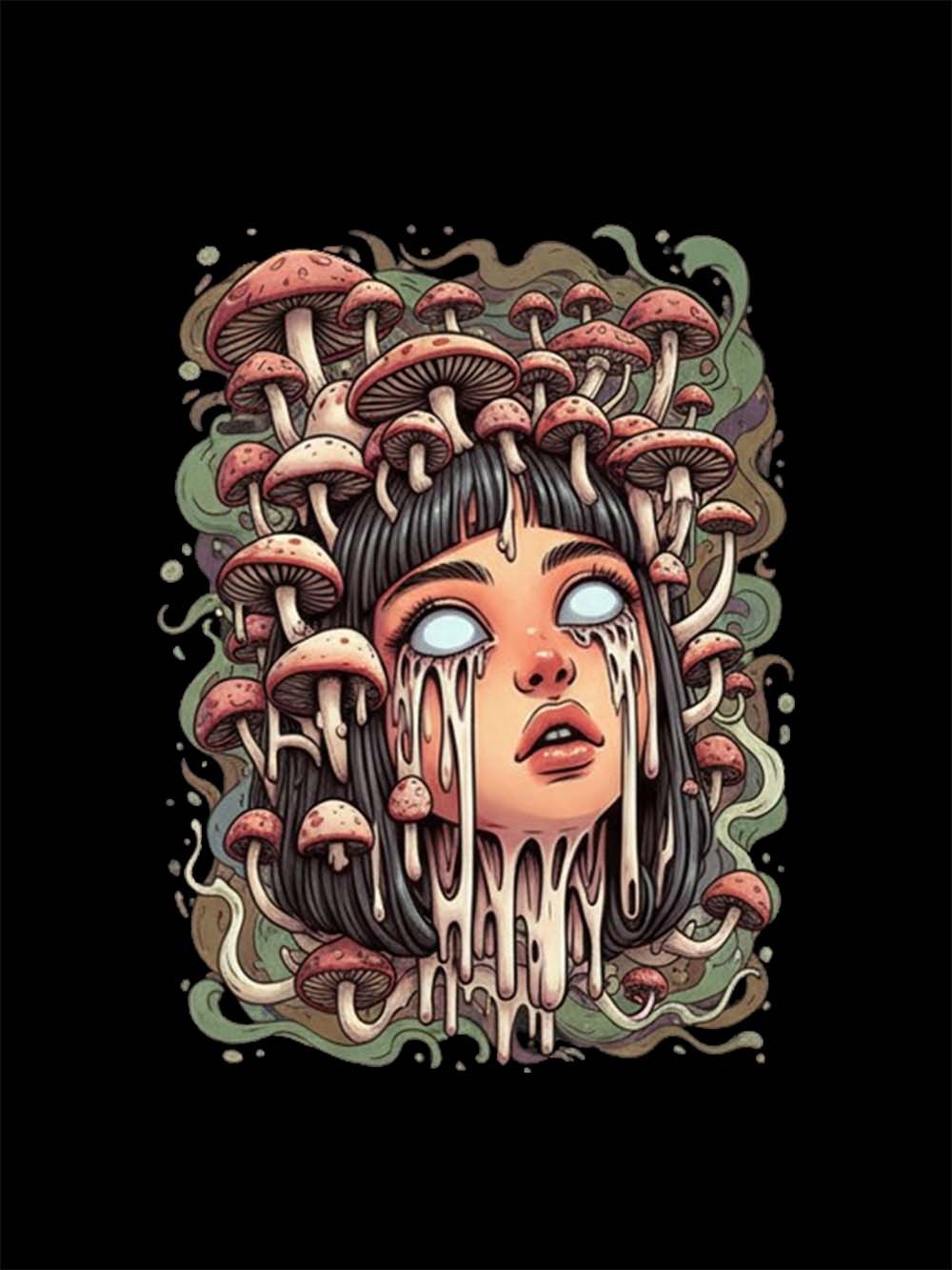 Psychedelic Mushroom Goddess Washed Tshirt