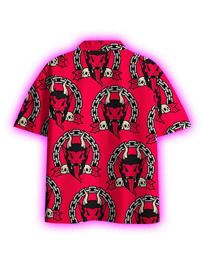 CHAINED DEMON BUTTON UP POCKET SHIRT