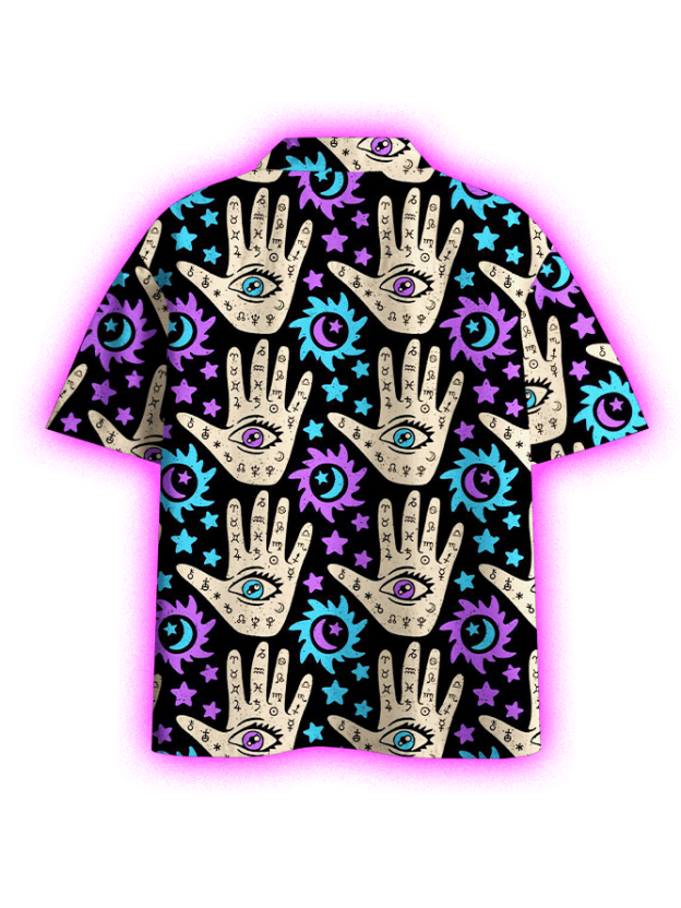 MYSTIC PALM PATTERN BUTTON UP POCKET SHIRT