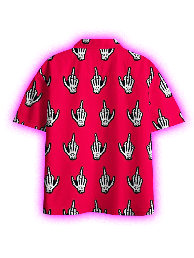 SKELETAL REBELLION BUTTON UP POCKET SHIRT