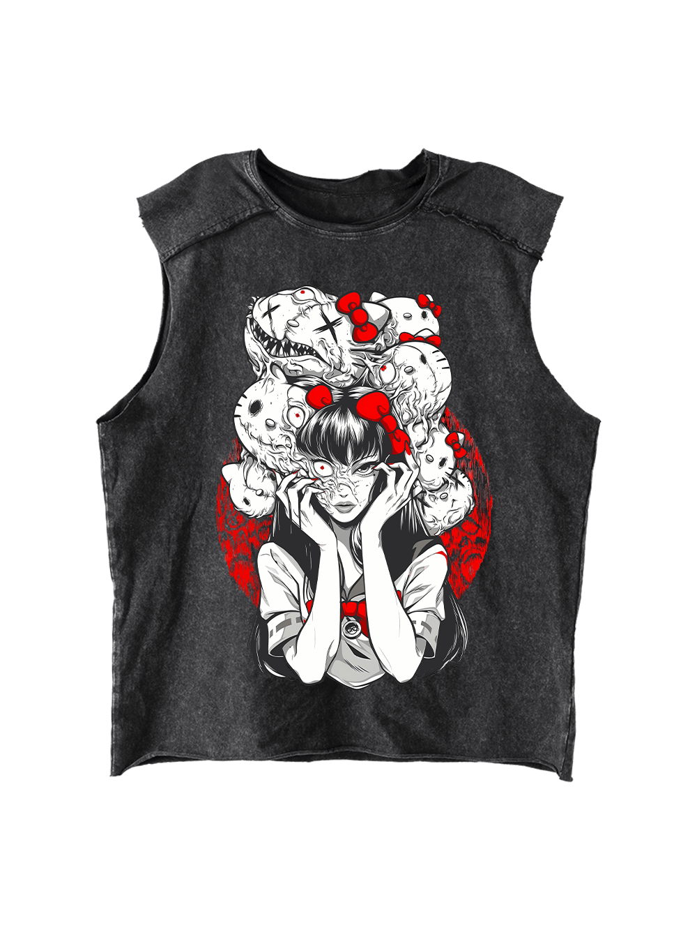 Tomie And Hello Kitty Distressed Tank Top