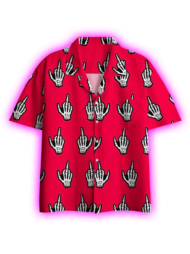 SKELETAL REBELLION BUTTON UP POCKET SHIRT