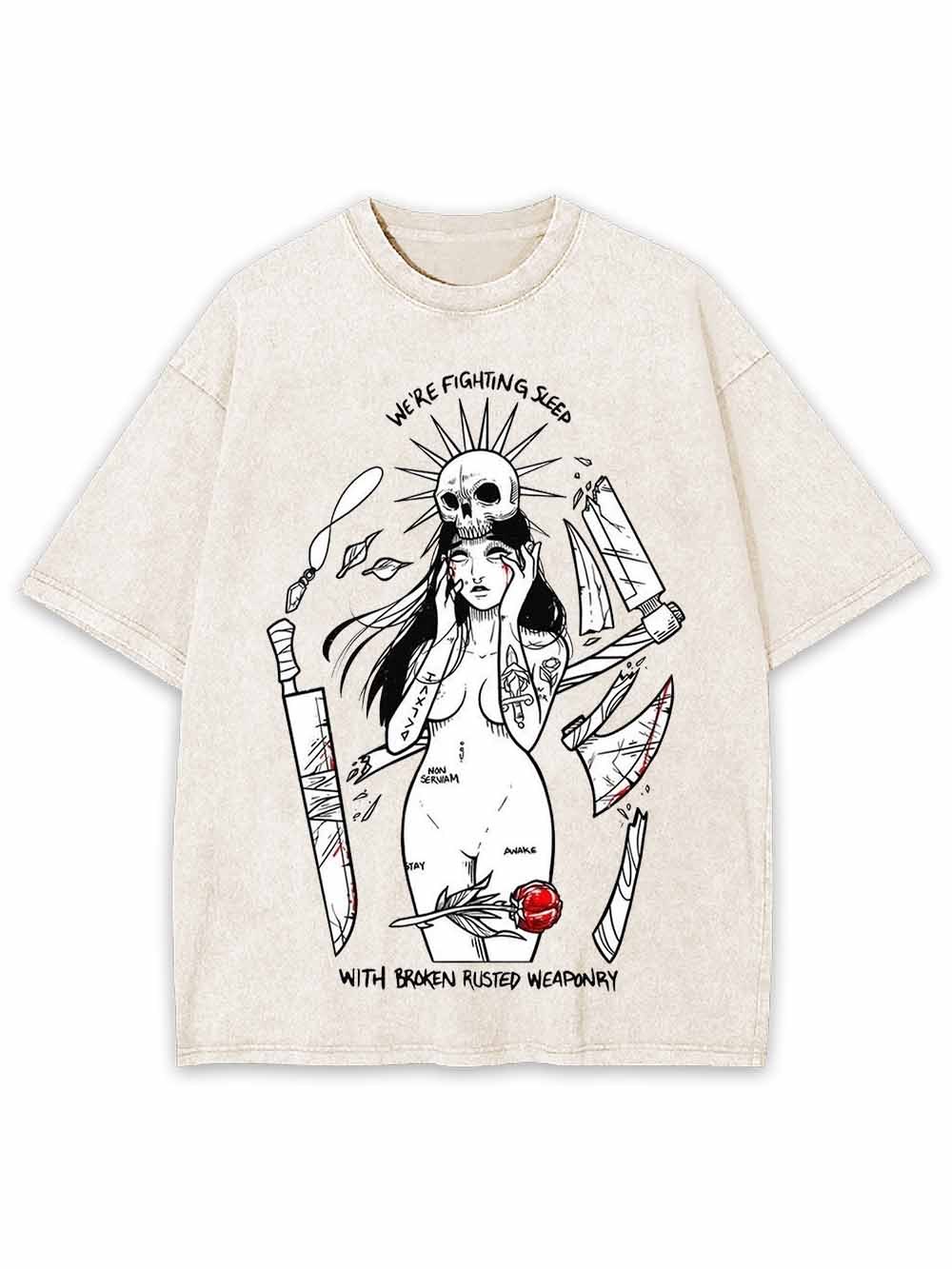 WE ARE FIGHTING SLEEP WASHED TSHIRT