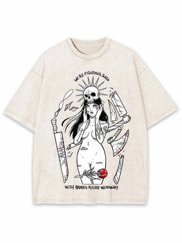 WE ARE FIGHTING SLEEP WASHED TSHIRT