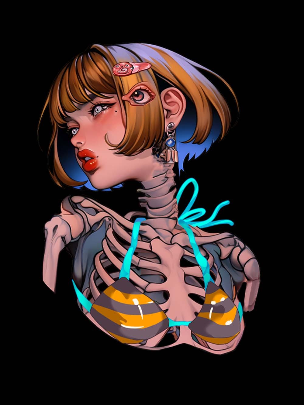 Skeleton in Stripes Washed Tank Top