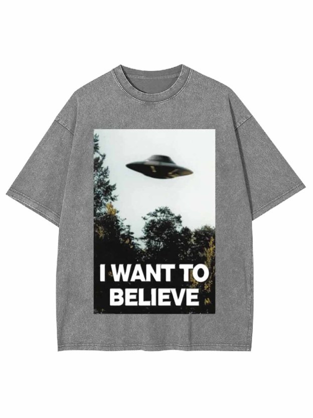I WANT TO BELIEVE WASHED TSHIRT