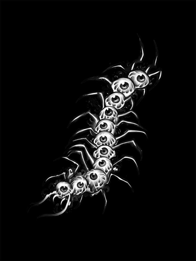 EYEBALL CENTIPEDE WASHED TSHIRT