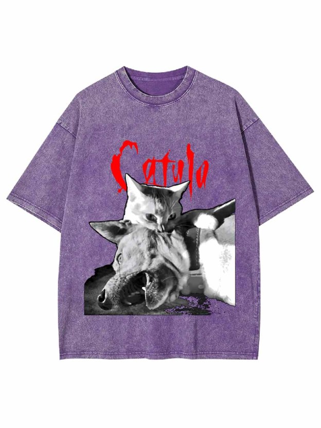 CAT AND WOLF  COMBAT WASHED TSHIRT