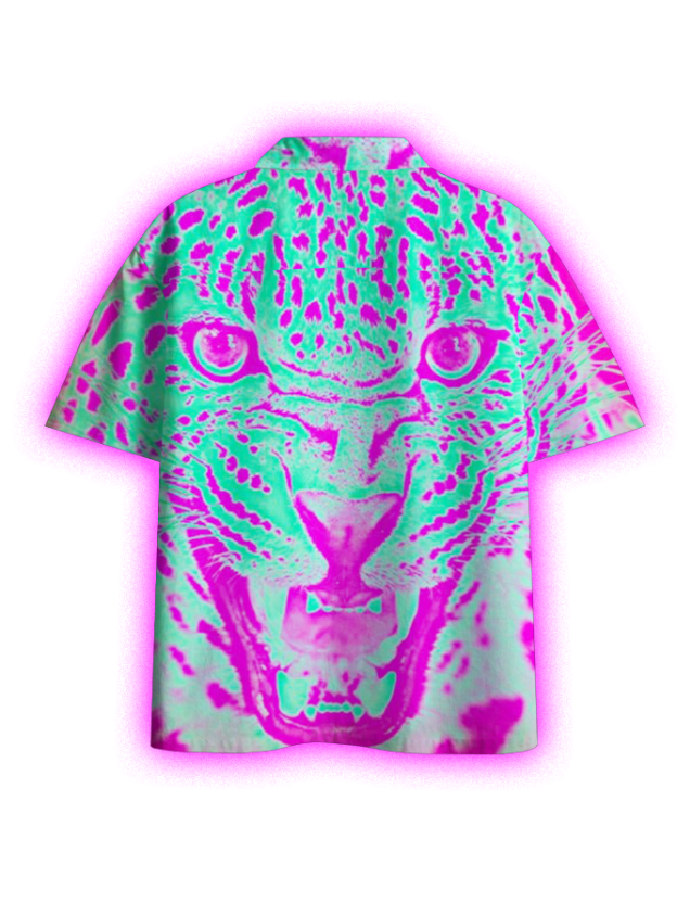 NEON TIGER BUTTON UP POCKET SHIRT