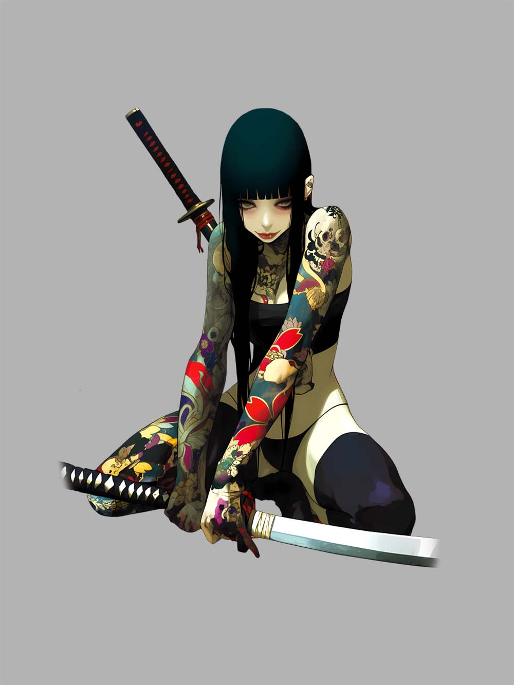 Tattooed Blade Warrior Washed Tshirt