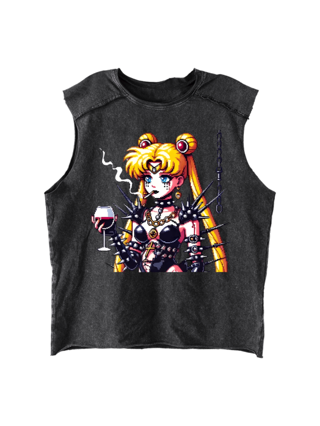 Punk Moon Distressed Tank Top