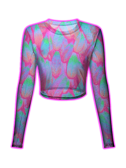 Pastel Feathers Mesh Top