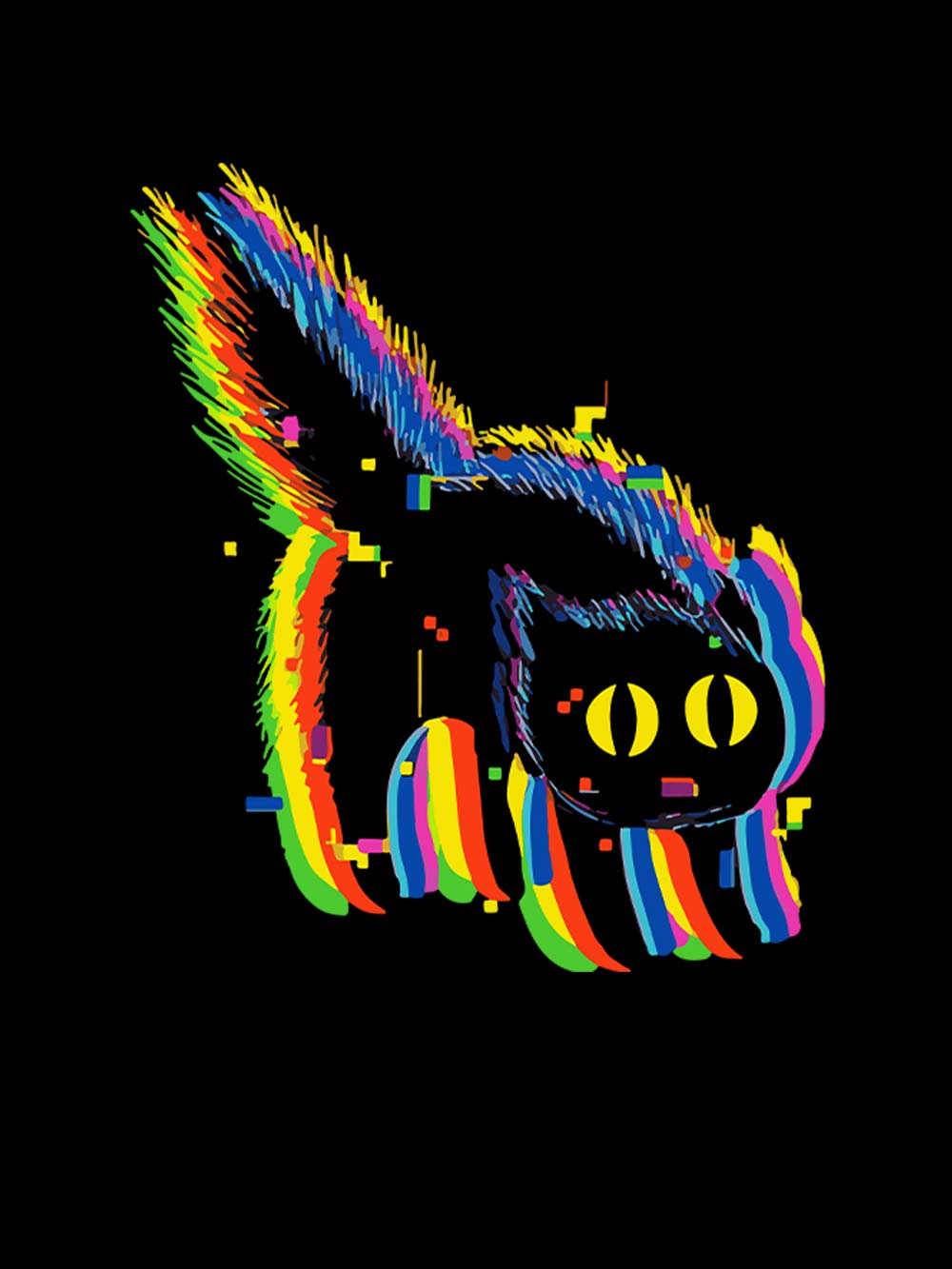 Glitchy Neon Cat Washed Tank Top