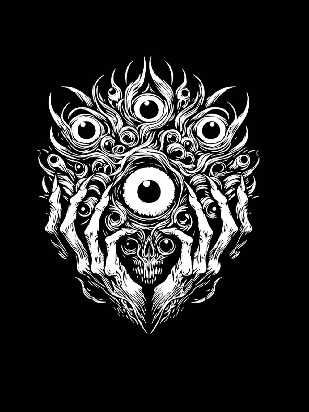 Skull Of Many Eyes Washed Tank Top