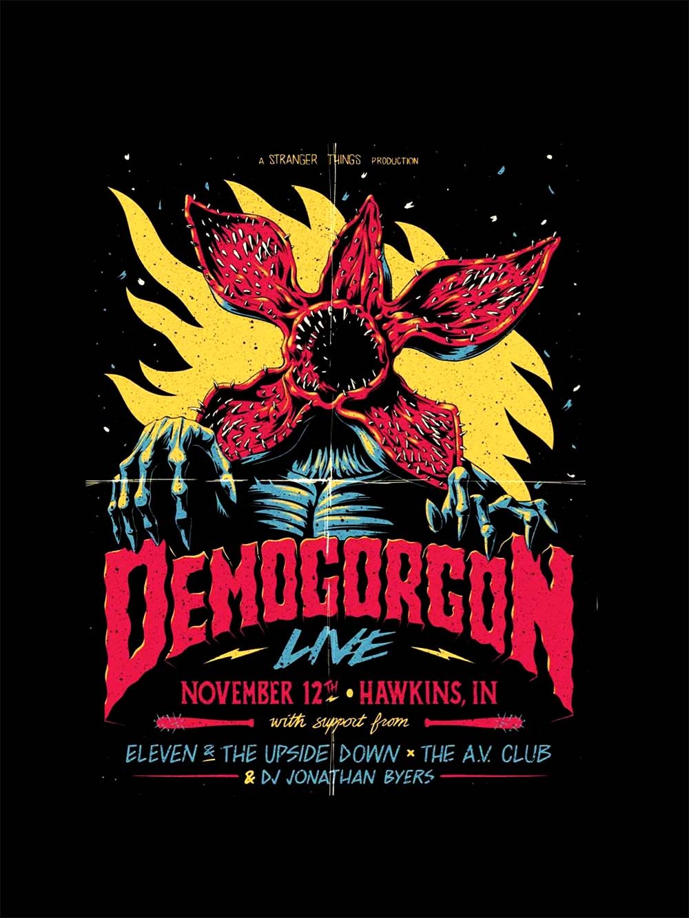 Stranger Things Demogorgon Live Washed Tshirt