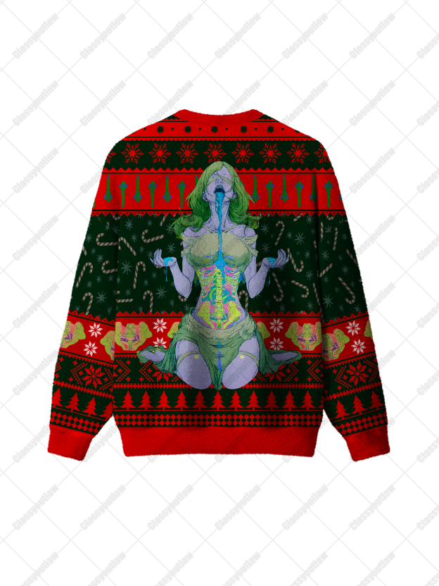 Psychedelic Bone Girl UGLY CHRISTMAS SWEATSHIRT