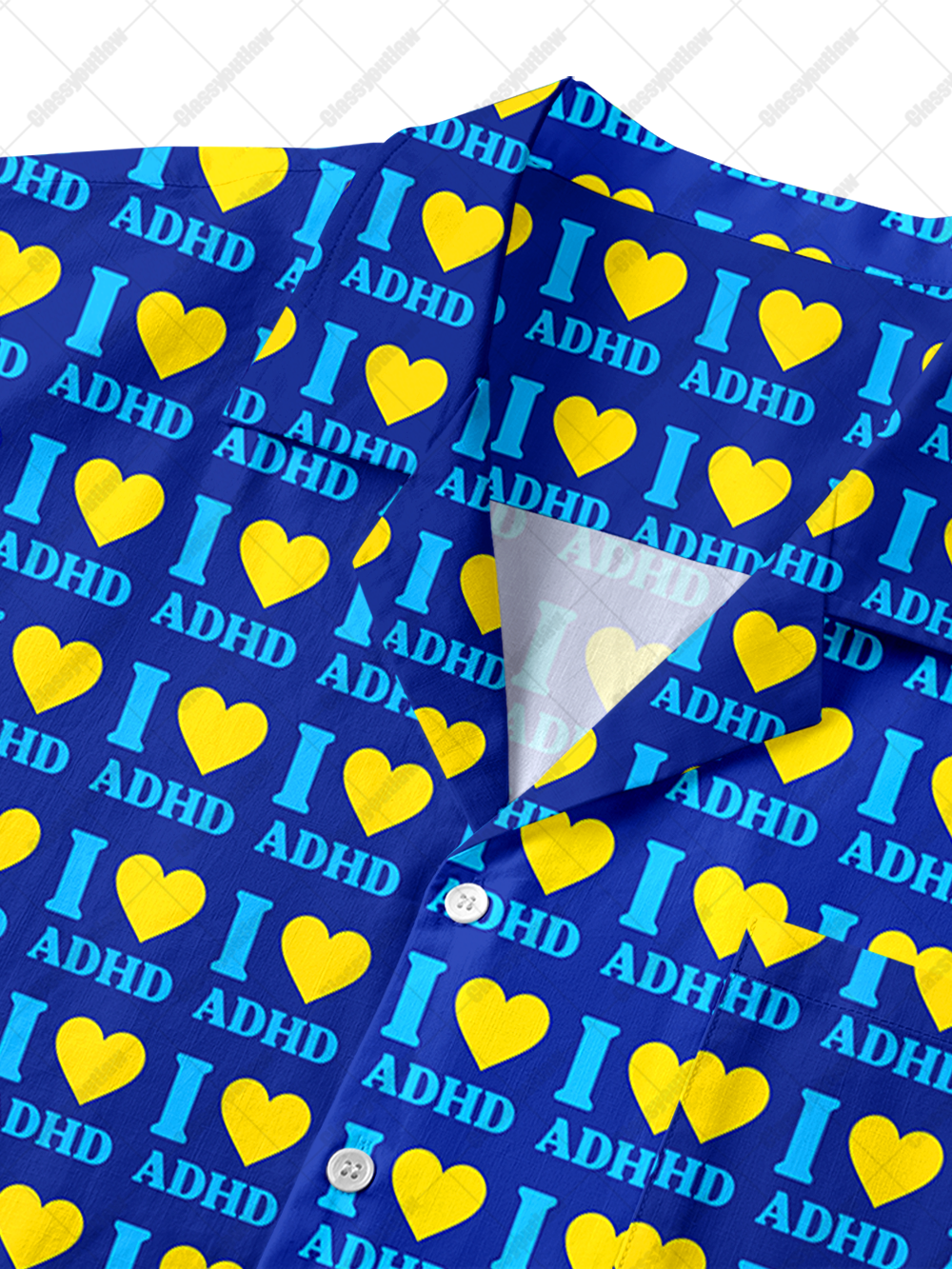 I LOVE ADHD BUTTON UP POCKET SHIRT