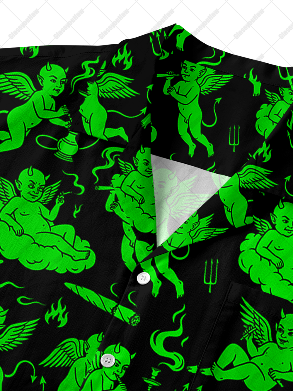 GREEN DEVIL BUTTON UP POCKET SHIRT