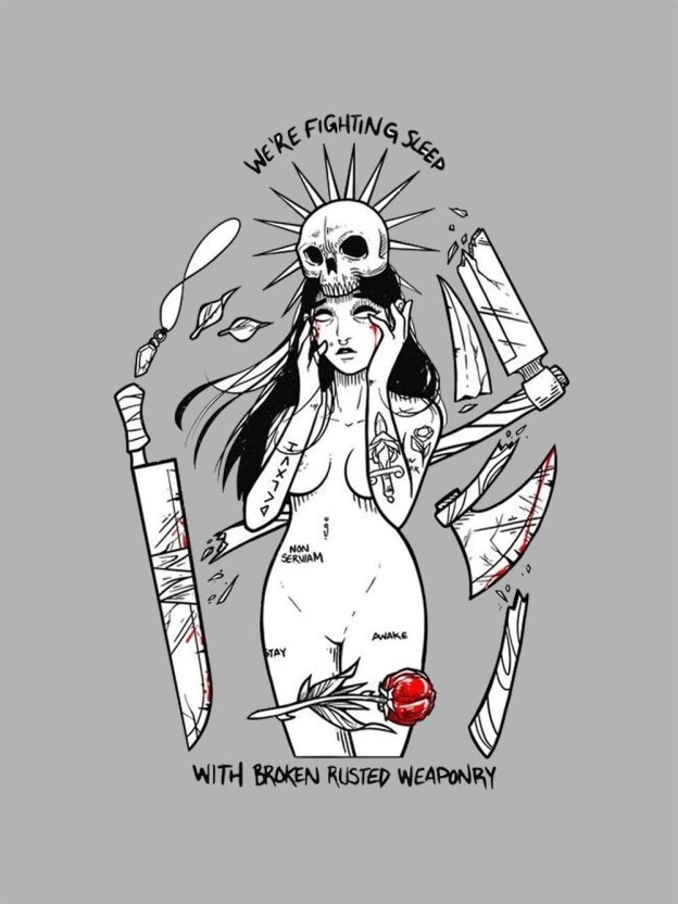 WE ARE FIGHTING SLEEP WASHED TSHIRT