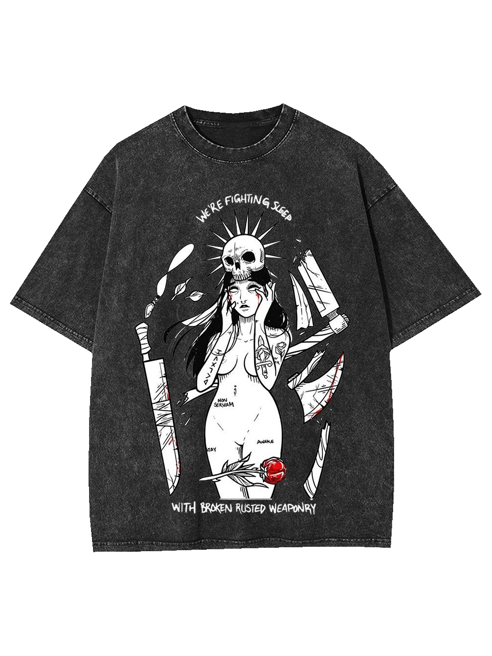 WE ARE FIGHTING SLEEP WASHED TSHIRT