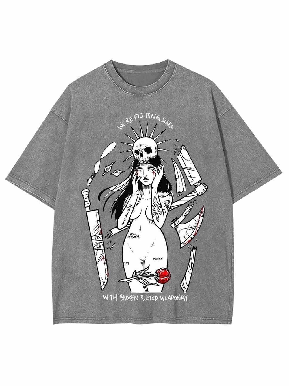 WE ARE FIGHTING SLEEP WASHED TSHIRT