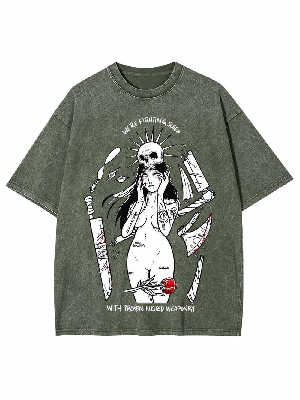 WE ARE FIGHTING SLEEP WASHED TSHIRT