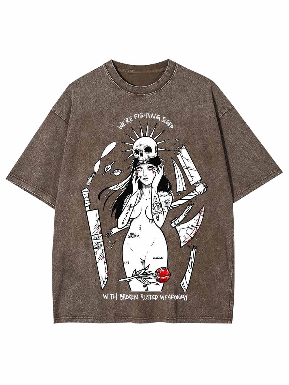 WE ARE FIGHTING SLEEP WASHED TSHIRT