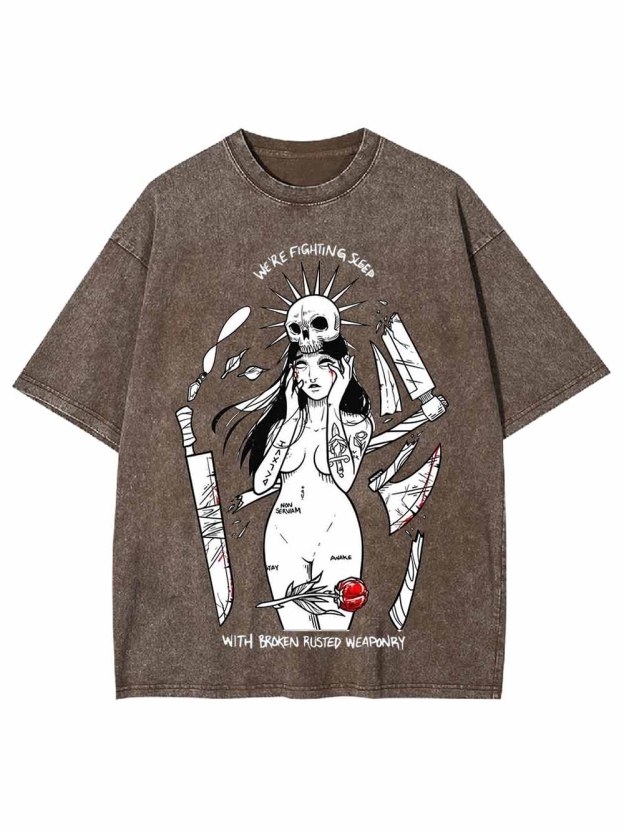 WE ARE FIGHTING SLEEP WASHED TSHIRT