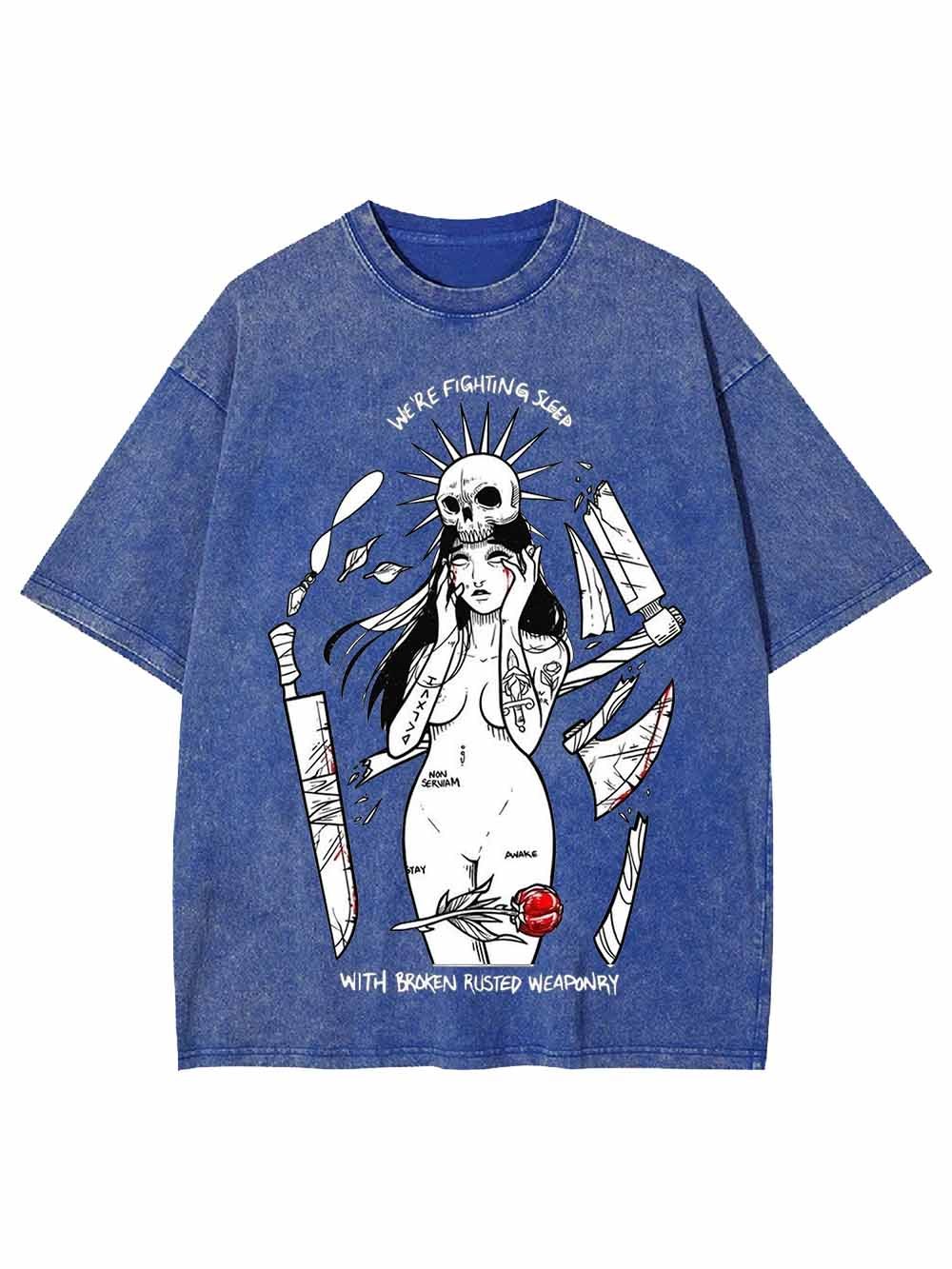 WE ARE FIGHTING SLEEP WASHED TSHIRT